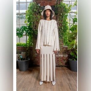 ROSETTA GETTY Slash Panel Skirt Finge in Cream Size Medium $1650 NWT